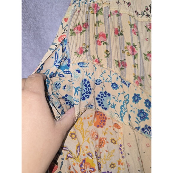 Paani Size M Asymmetric Bohemian Floral Skirt Scraf Hem Patchwork - Picture 5 of 13
